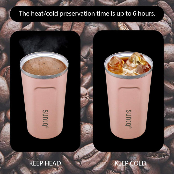 SUNTQ Kaffeebecher to go aus Edelstahl - Thermobecher Doppelwand Isoliert - Kaffeetasse mit Auslaufs