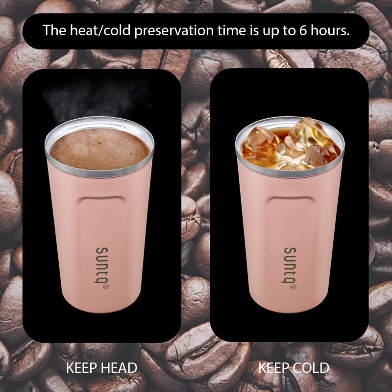 SUNTQ Kaffeebecher to go aus Edelstahl - Thermobecher Doppelwand Isoliert - Kaffeetasse mit Auslaufs