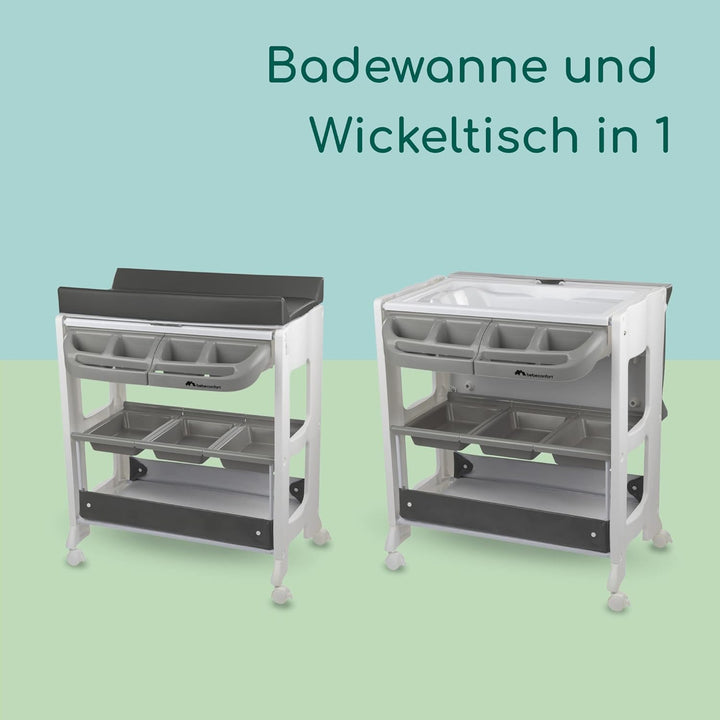 Bebeconfort Dolphy Wickelkommode & Badewanne, mobiler 2-in-1 Wickel- & Badewagen für Babys, mit inte