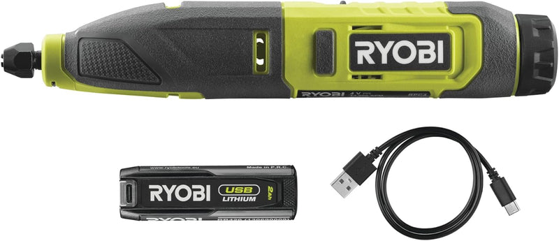 RYOBI 4 V USB Akku-Schnitzer, inklusive 1 x 4 V 2,0 Ah Akku und USB-C Ladekabel