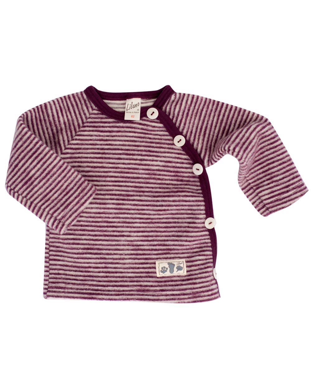 Lilano, Baby Wickel Pullover, 100% Wollfrottee Flausch (kbT) 80 Beere Geringelt, 80 Beere Geringelt