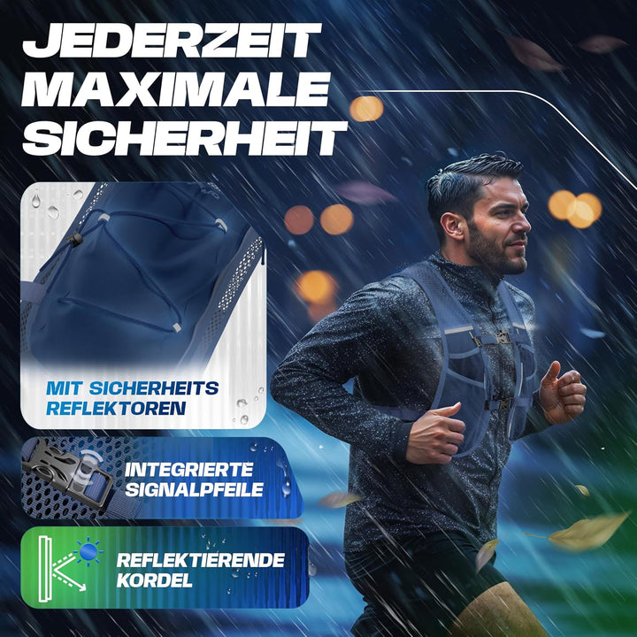 SASMO® Laufweste Damen & Herren 5L / 2L | Running Vest - Ultraleicht & atmungsaktiv| Laufrucksack Da