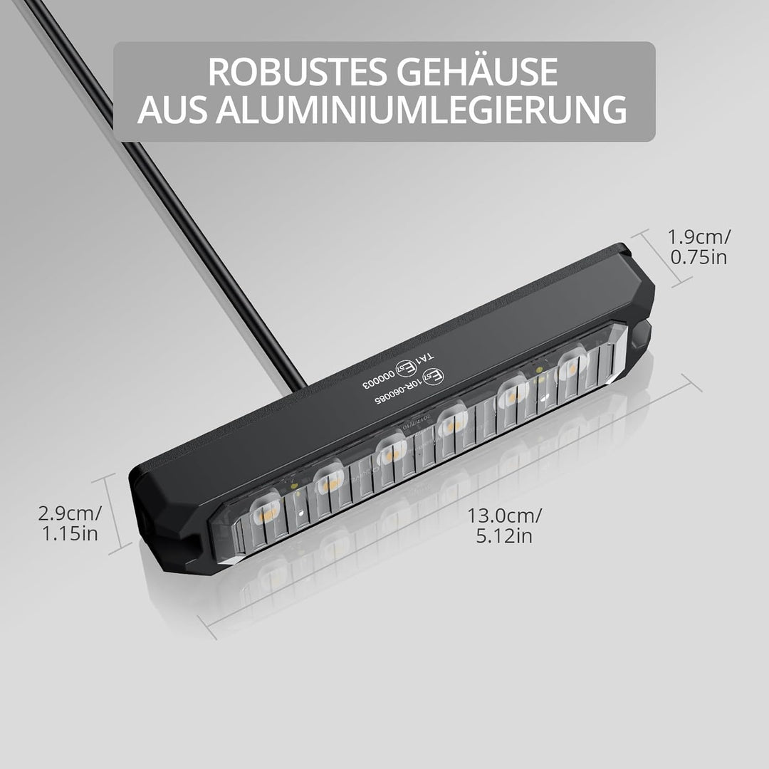 4er 6LED Warnlicht Frontblitzer Stroboskoplicht Wasserdicht IP68 Blinklicht Warnung Beacon Blinklich