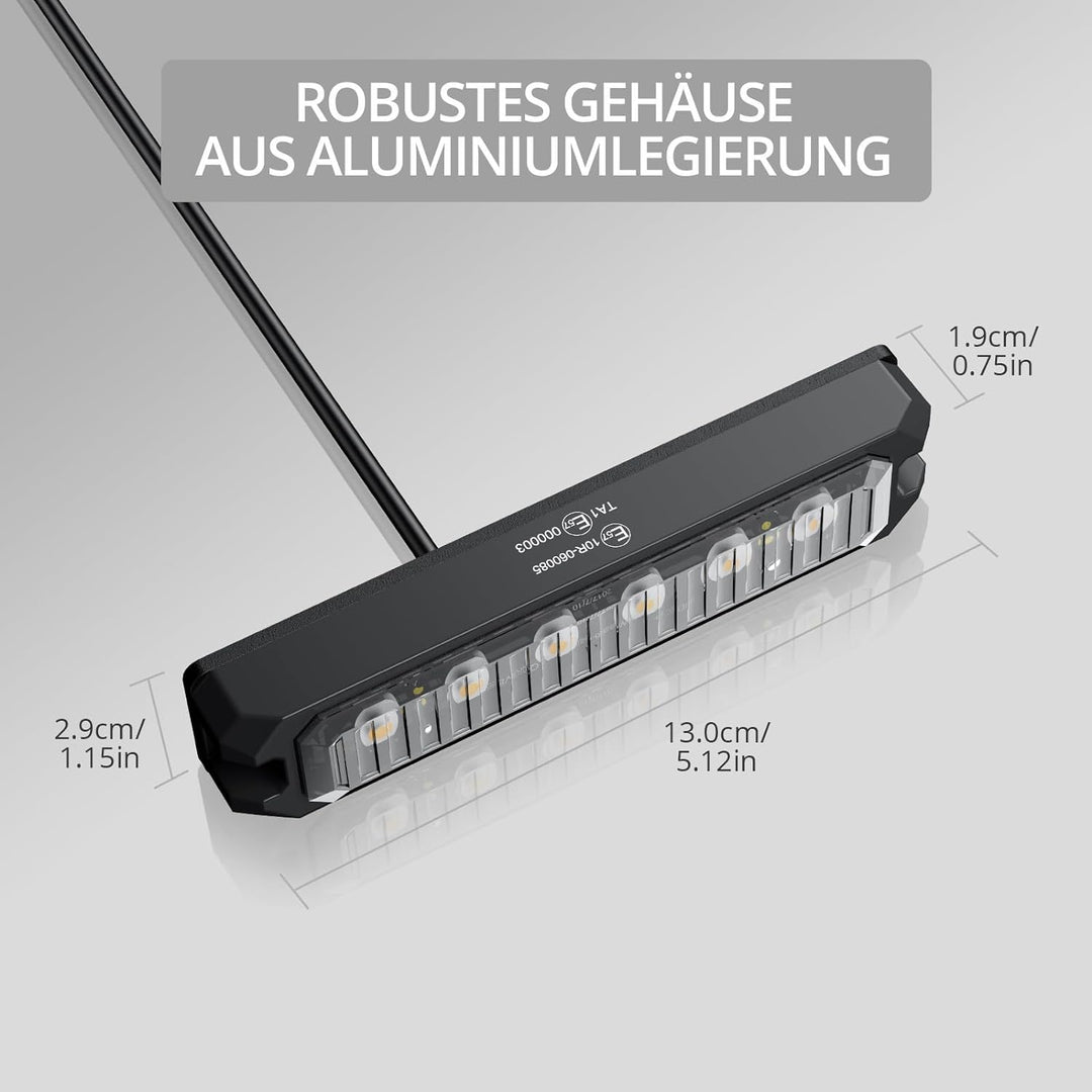 4er 6LED Warnlicht Frontblitzer Stroboskoplicht Wasserdicht IP68 Blinklicht Warnung Beacon Blinklich