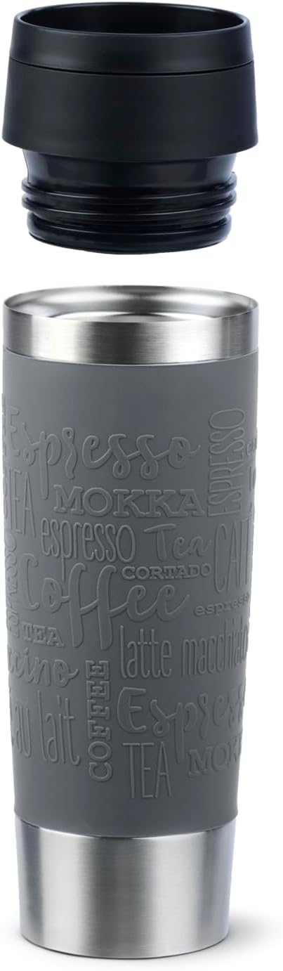 Emsa N20223 Travel Mug Classic Isolierbecher 0,5 Liter | neuer Komfort-Schraubverschluss | Edelstahl