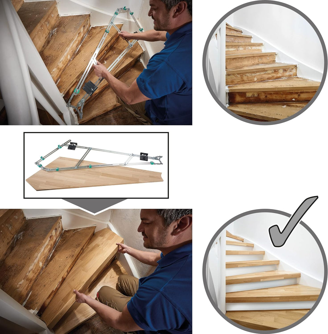 wolfcraft Treppenlehre 5210000 – Messwerkzeug für den Treppenbau – Treppenschablone zum Übertragen v