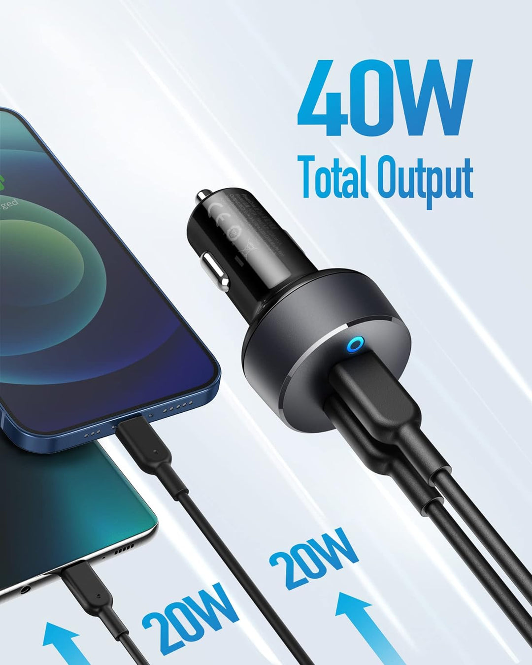 Anker PowerDrive III Duo USB-C-Ladegerät fürs Auto, 40W 2-Port PowerIQ 3.0 Ladegerät, Power Delivery
