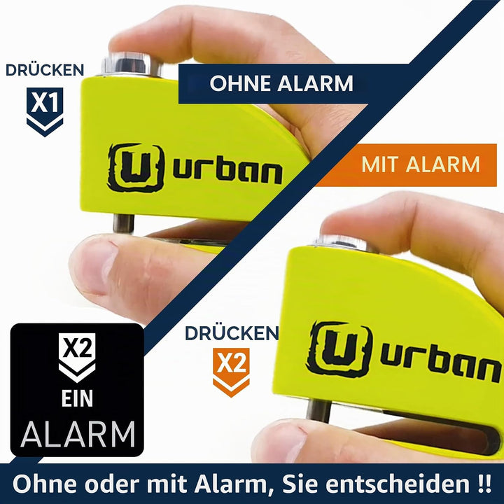 URBAN UR906X Bremsscheibenschloss Alarm 120dB ON/OFF Optionale Aktivierung, Austauschbares Modul, La