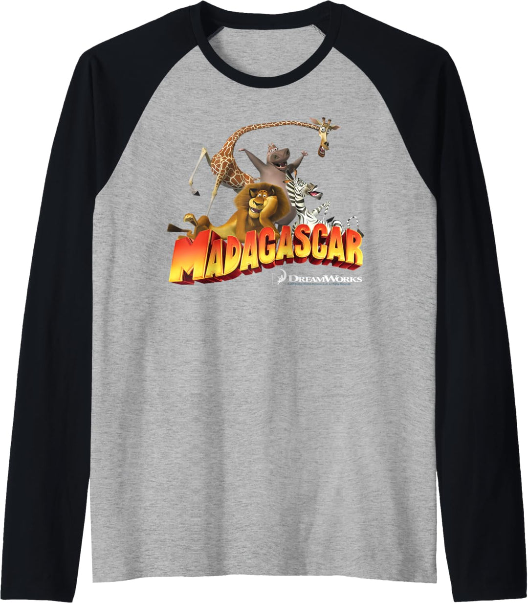 Madagascar Group Shot Classic Movie Logo Raglan