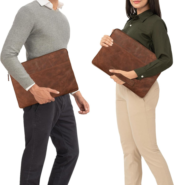 STILORD 'Murphy' Laptoptasche 15.6 Zoll Leder Vintage Sleeve ideal als MacBooktasche 16 Zoll Laptop