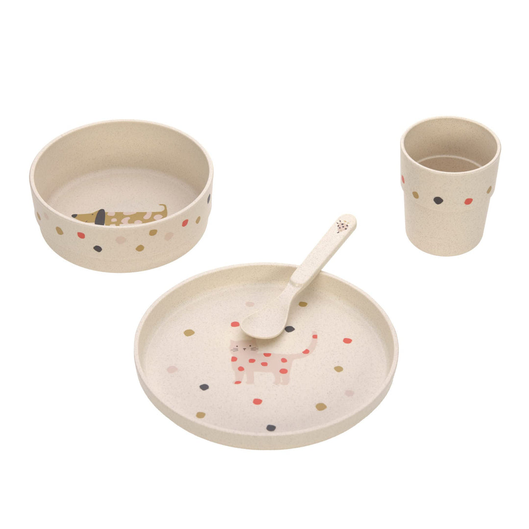 LÄSSIG Kindergeschirr Set (Teller, Becher, Schälchen, Löffel) ohne , BPA-frei, für Spülmaschine und