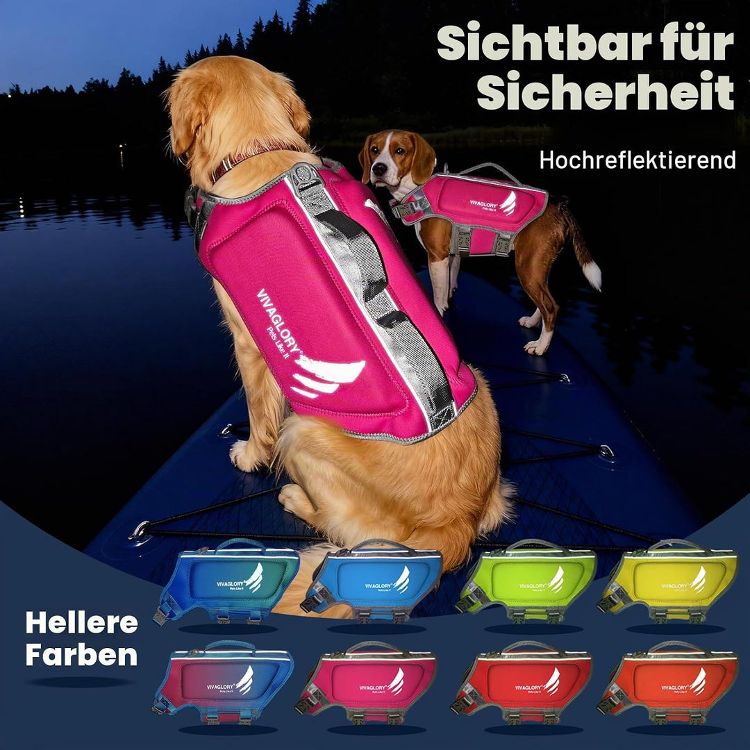 VIVAGLORY High Buoyancy Schwimmweste Hund, Rettungsweste, Hundeschwimmweste für Bootfahren, Schwimmh