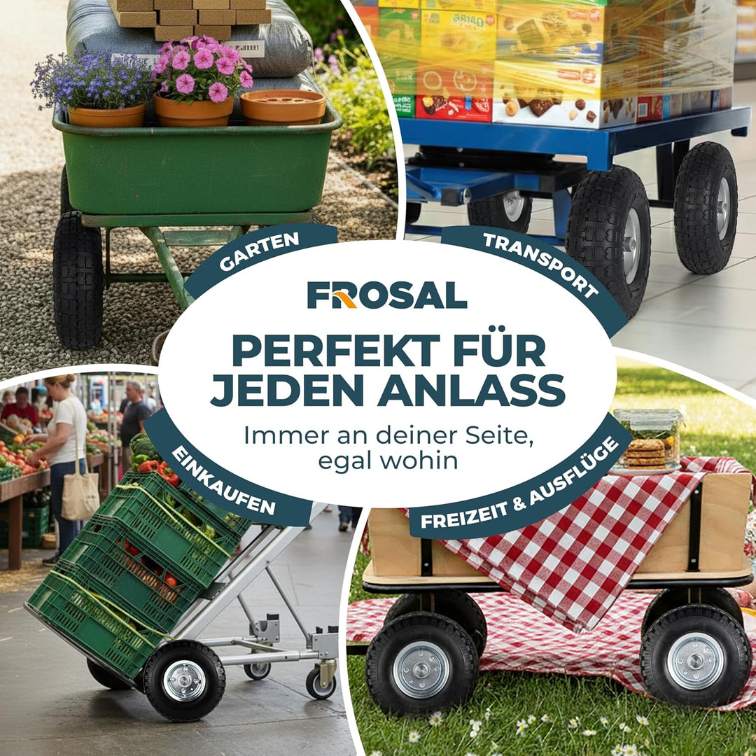 FROSAL 2x Vollgummireifen 260mm (3.00-4) pannensicher – Ersatzrad für Bollerwagen & Sackkarre – PU R
