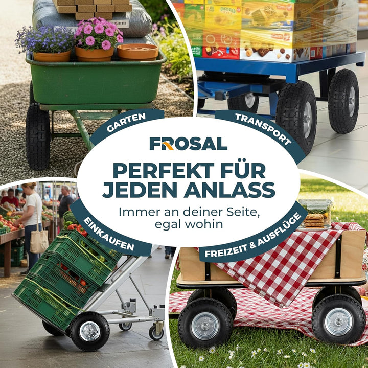 FROSAL 2x Vollgummireifen 260mm (3.00-4) pannensicher – Ersatzrad für Bollerwagen & Sackkarre – PU R