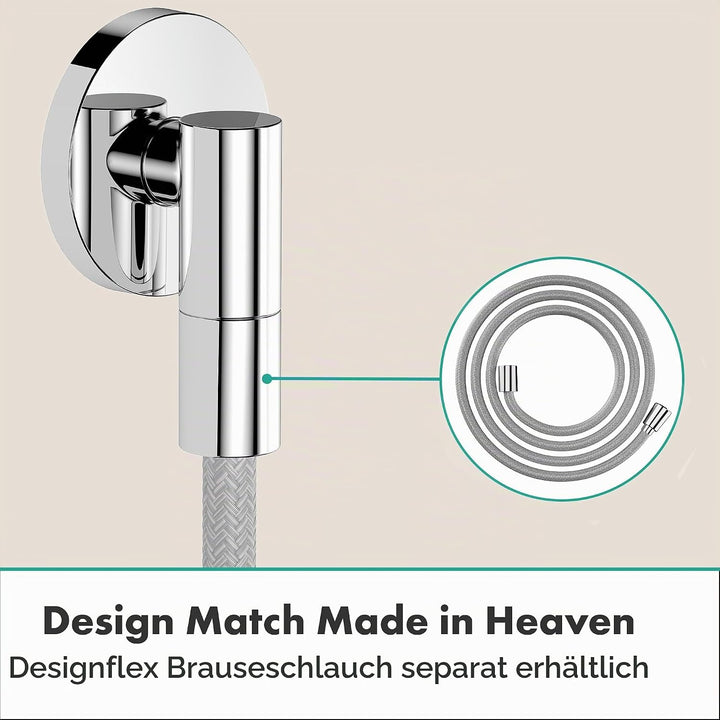 hansgrohe FixFit Fine S - Schlauchanschluss Dusche, universaler Wandanschluss mit Rückflussverhinder