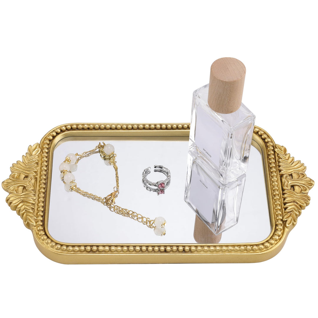 Navaris Antikes Gold Tablett - Eleganter Parfum Organizer - Perfekt als Schmuck Tablett, Parfüm Orga