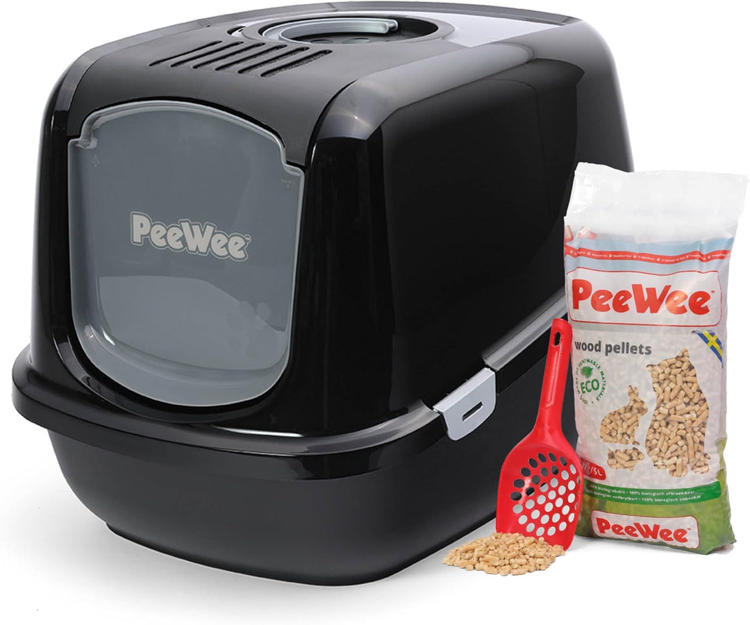 PeeWee EcoDome - Katzentoilette - Starter-Paket Schwarz, Schwarz
