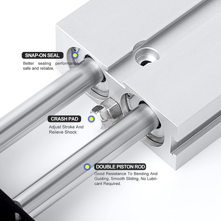 TAILONZ PNEUMATIC 16mm Bohrung 25mm Hub Doppelstange Doppeltwirkend Aluminium Druckluftzylinder TN16