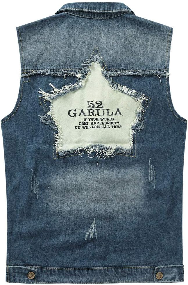YOUTHUP Weste Herren Denim Weste Casual Zerrissen Jeansweste Outdoor Vintage Freizeitweste Ärmellose