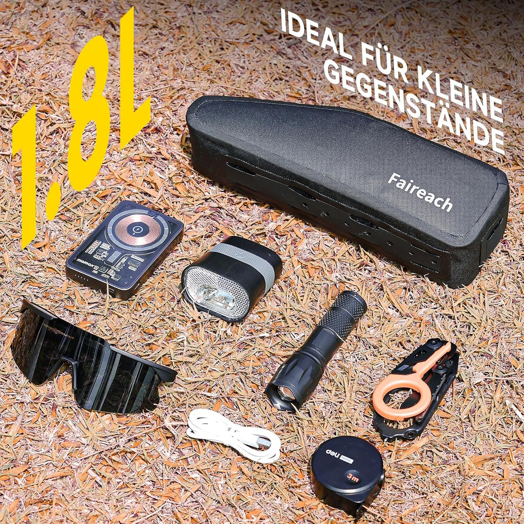 100% wasserdichte Fahrrad Rahmentasche, 1,8L Oberrohrtasche mit Dualem Befestigungssystem, Leichte &amp;