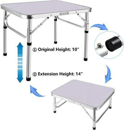 HSHa 2ft/60cm Mesa de campamento plegable Rectangular desayuno Blanco juego impermeable jardín Mesa