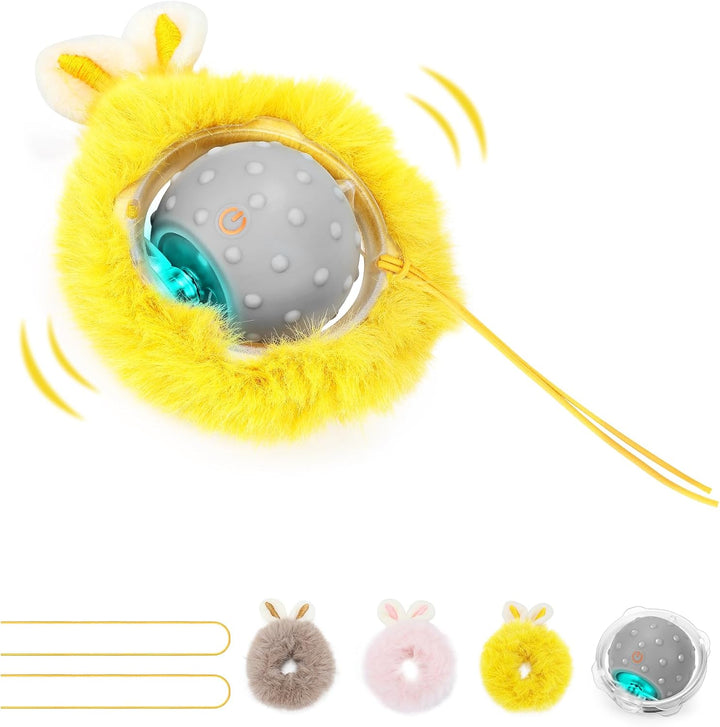 PETTOM Interaktives Katzenspielzeug Selbstbeschäftigung, Katzen Spielzeug Ball mit LED-Licht & 3 Mod