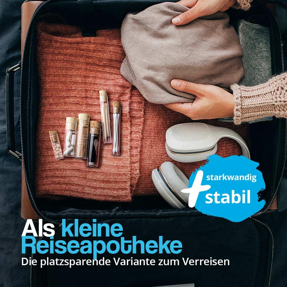 Tuuters 100x Kunststoff Reagenzgläser mit Korken, Kunststoffröhrchen (95 x Ø17, Presskorken) 95 x Ø1