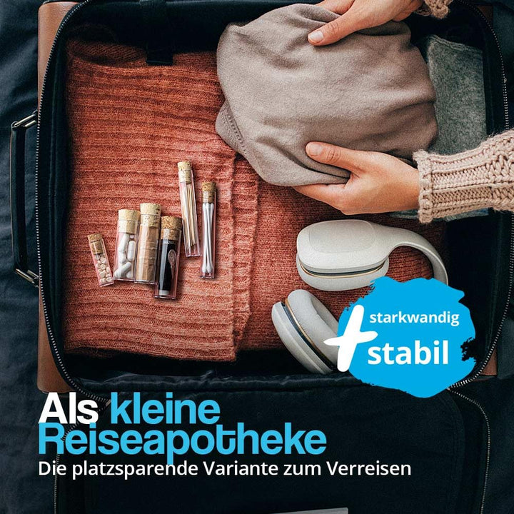 Tuuters 100x Kunststoff Reagenzgläser mit Korken, Kunststoffröhrchen (95 x Ø17, Presskorken) 95 x Ø1