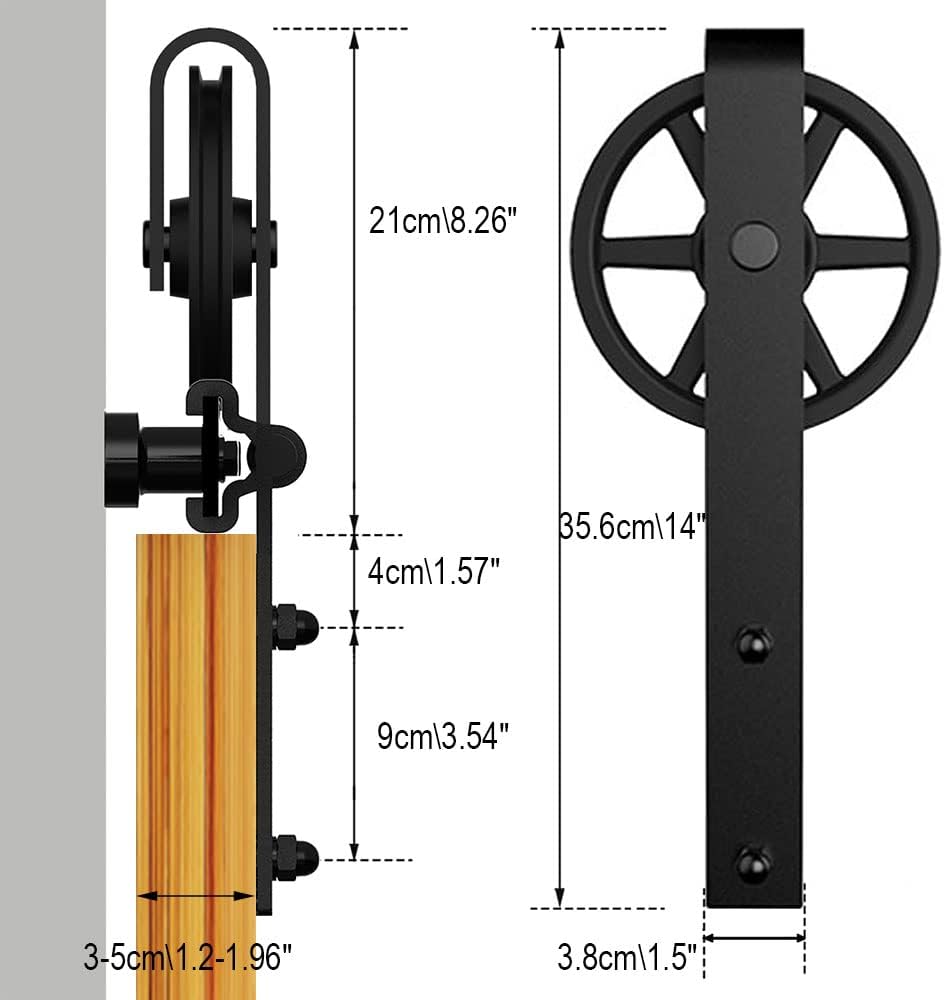 WOLFBIRD 213cm/7ft Schiebetürbeschlag Set Schiebetürsystem mit Bodenführung für Doppeltüren - Türben