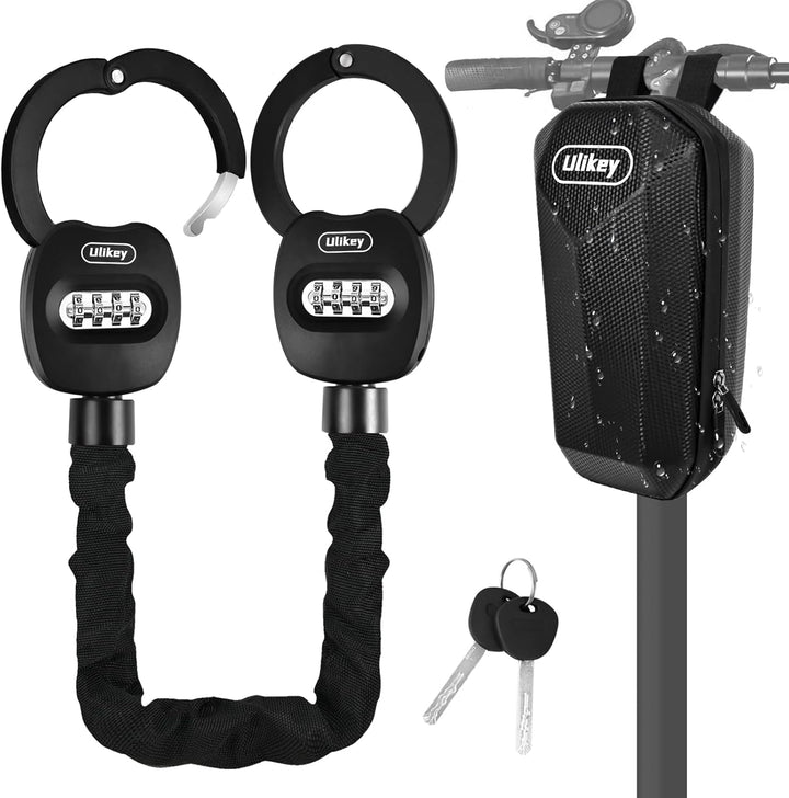 Ulikey Zahlen E Scooter Schloss, 95cm Handschellenschloss mit Zahlencode, Reset-Code-Schlüssel Fahrr