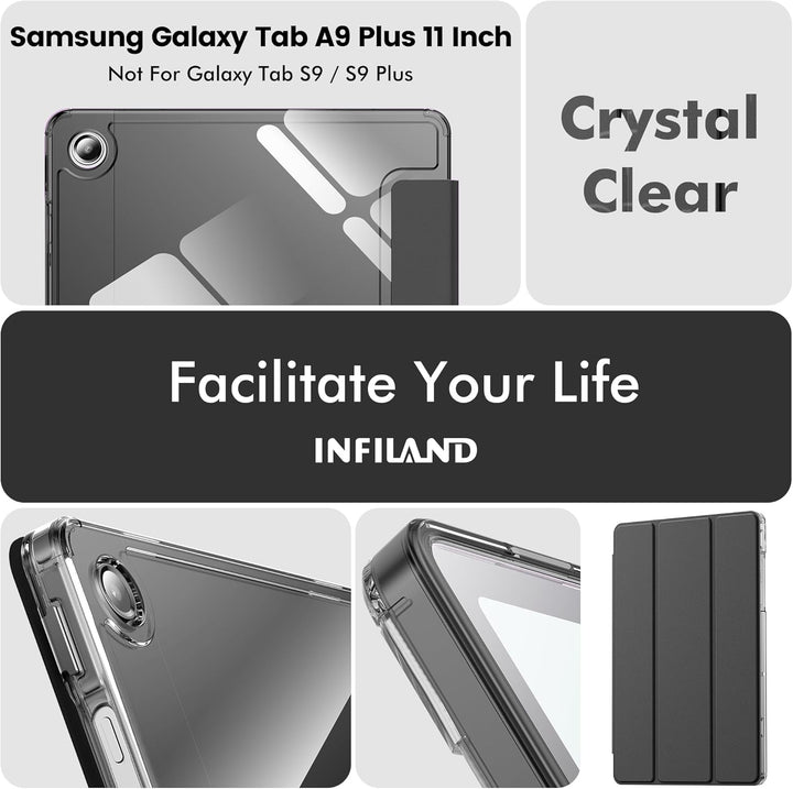INFILAND Hülle für Samsung Galaxy Tab A11+/A9+ 11 Zoll (2023/2025),Schlanke Standfunktion Kristallkl
