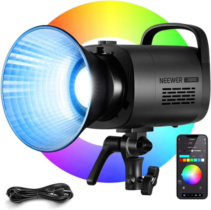 NEEWER CB100C 130w RGB LED Videoleuchte, COB Dauerlicht mit APP/2,4G Steuerung, Videolicht 360° Voll