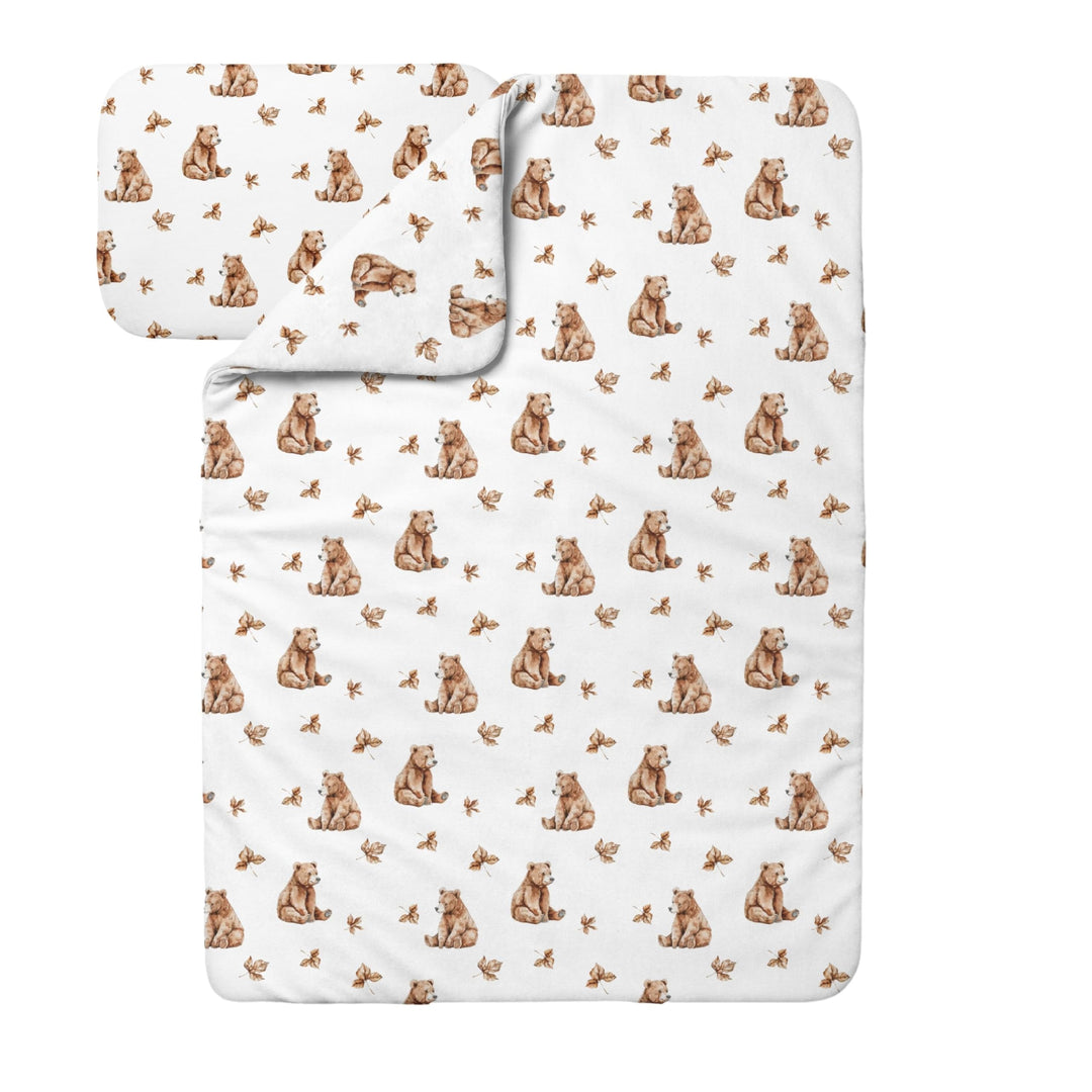 Waldin Baby Kinder Bettwäscheset 100% Bambus, ohne Bezug, Hypoallergen, Decke und Kissen, Bärchen/We