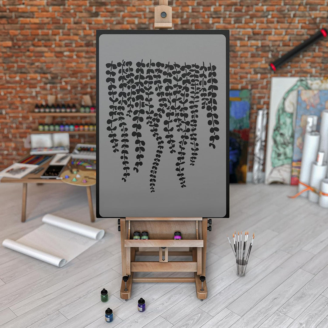 Wiederverwendbare Wandschablone aus Kunststoff // HÄNGENDE BLÄTTER // Muster Schablone Vorlage (45x6