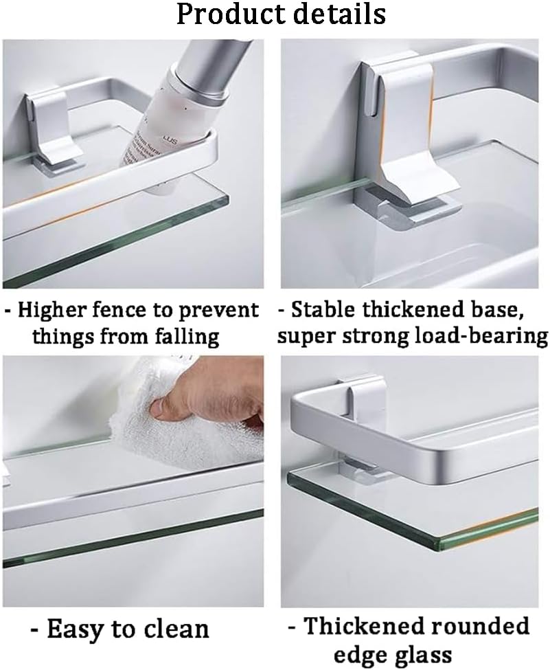 Mgchowue Badezimmerregal Glas Bad-Regal, Glasablage Wandregal 60 80cm Badezimmer Regal Badablage Abl