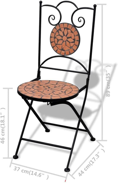homiuse 37x44x89 cm Bistrostühle 2 STK. Klappbar Keramik Terrakotta Esszimmerstuhl Klappstuhl Garten