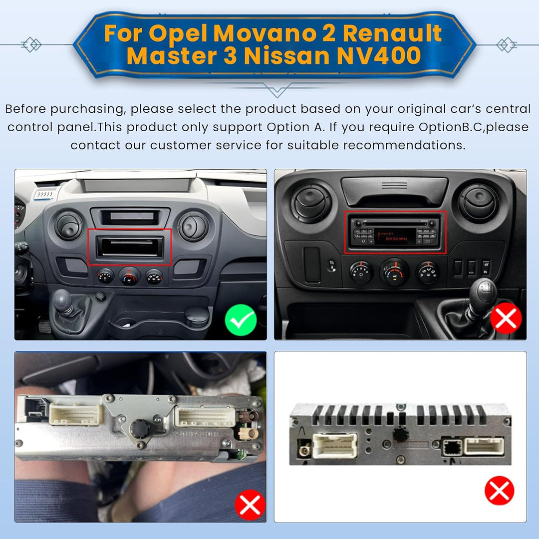 Android 15 Autoradio für Opel Movano 2 Renault Master 3 Nissan mit Wireless CarPlay Android Auto 2+6