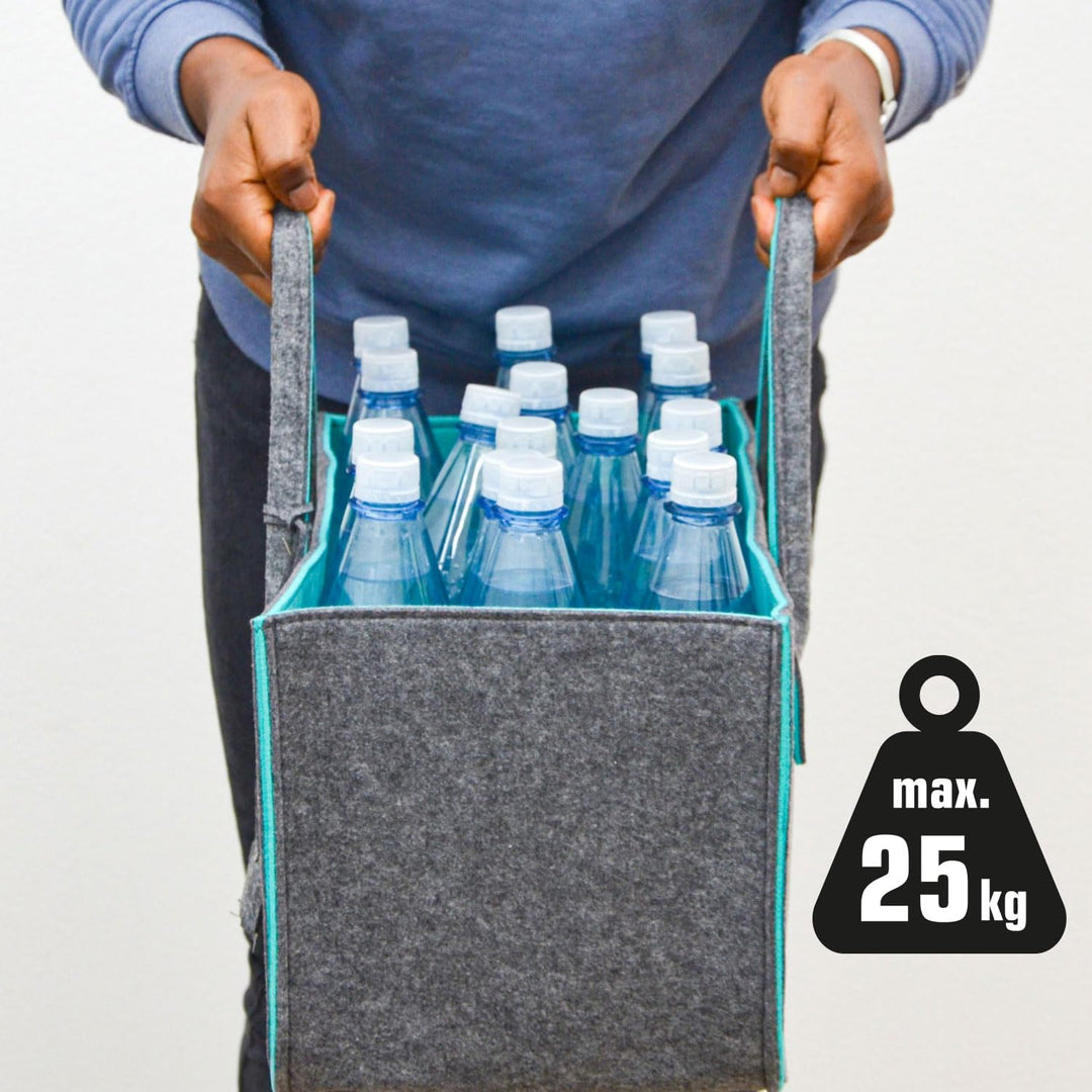 DuneDesign Bis 25kg: Shopping Bag Filz XXL - 50x25x25 Schwerlast Filztasche Gross - Kamintasche für