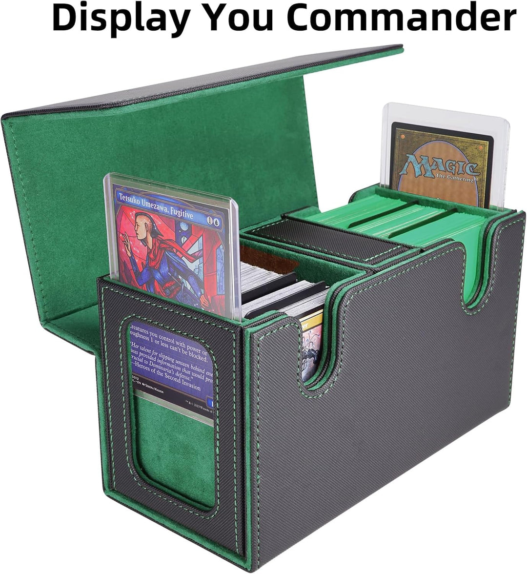 AFIING MTG Commander Kartenbox, 3-in-1 Karten-Aufbewahrungsbox für 200+ doppelt gesleevte Karten, Ma