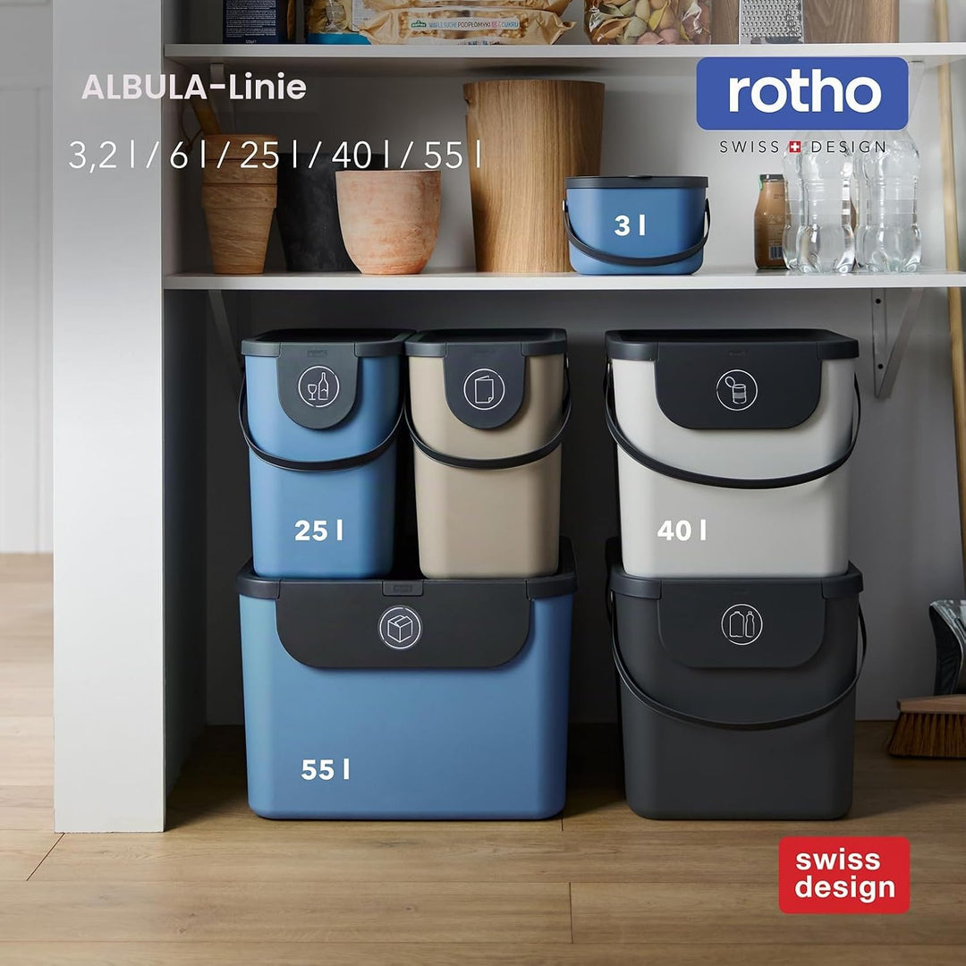 Rotho Albula 2er-Set Mülltrennungssystem 40l für die Küche, Kunststoff (PP) BPA-fr (gelb), gelb