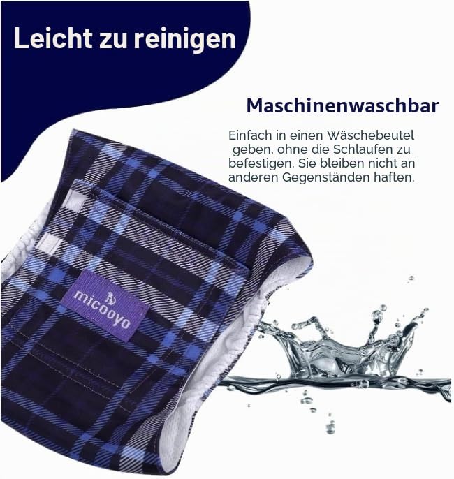 MICOOYO Waschbare Bauchbinden für Rüden | Wiederverwendbare Hundewindeln | Saugfähige Doggy Wraps mi