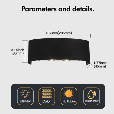 LED Wandleuchte innen/Aussenwandleuchten 16W,Auf und ab Lichtstrahl 1600Lumen(Warmes Gelb),Wandleuch