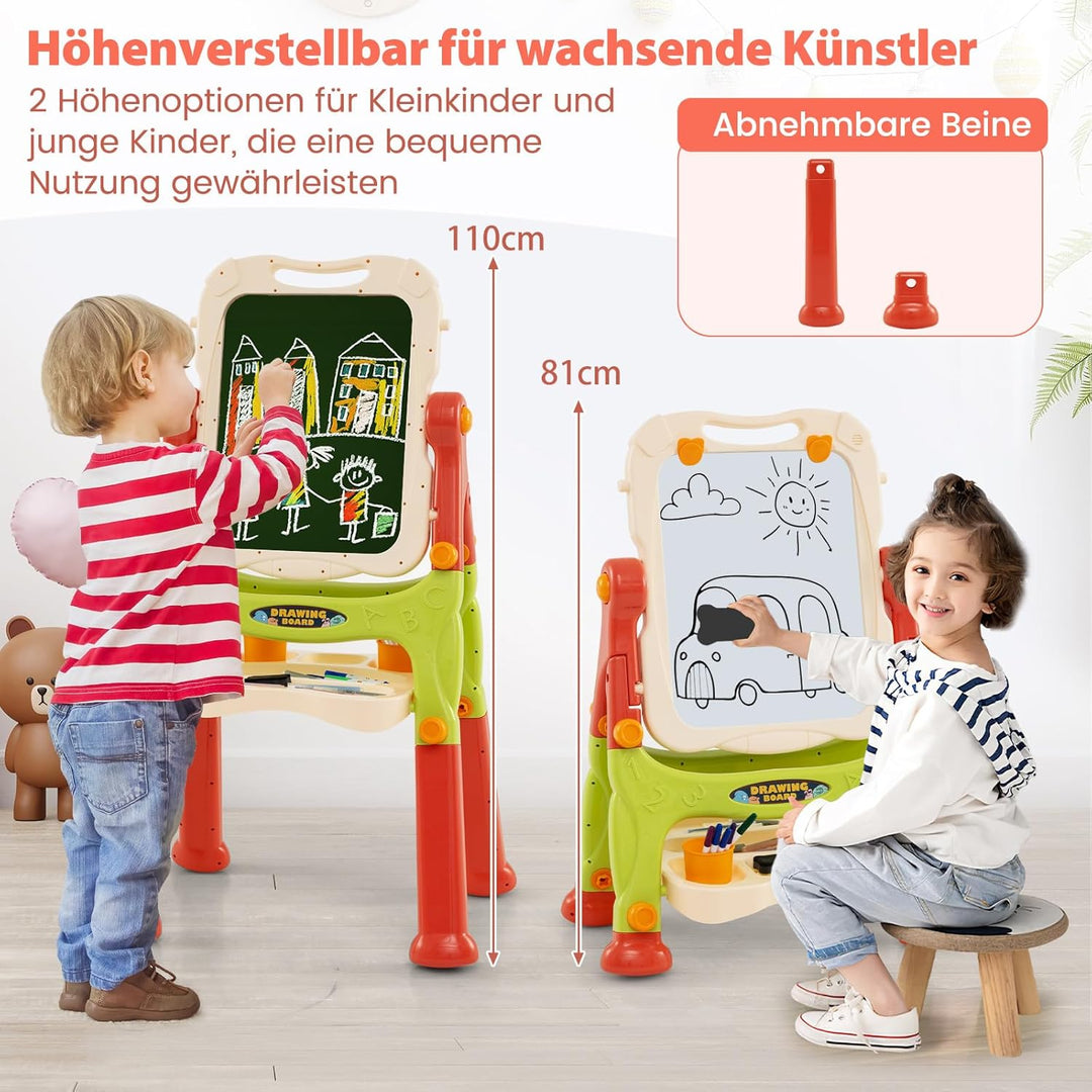 GOPLUS Staffelei mit Doppelseitiger Tafel, Drehbare & Magnetische Maltafel mit Füssen in 2 Verschied
