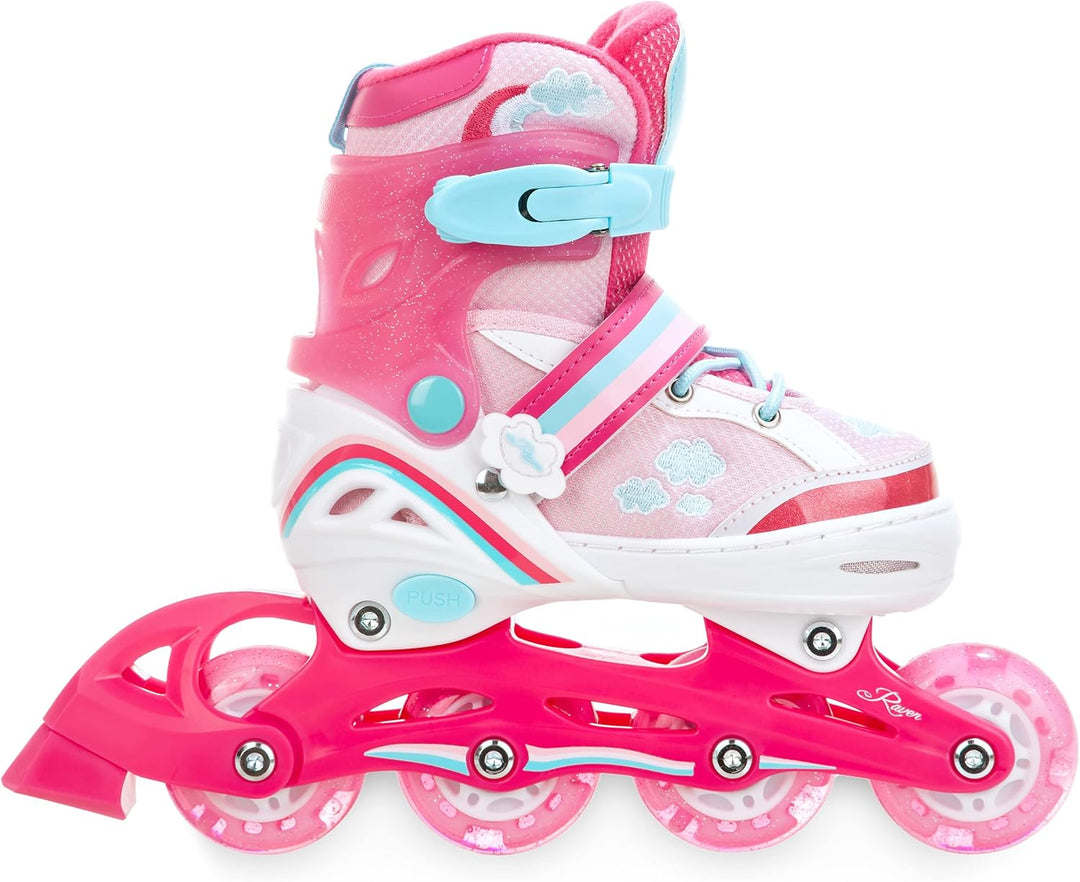 Raven Kinder Inline Skates Inliner Lia oder Loret verstellbar mit LED Leuchtrad 34-37 (20,5-23,5cm)