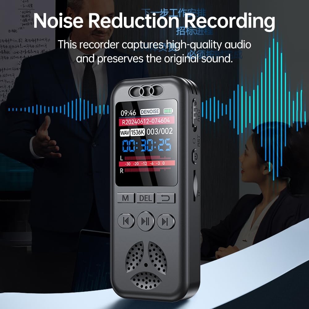 Bisofice Digitale Diktiergeräte 64GB Voice Recorder-1536 Kbps, sprachaktivierte Audioaufnahme,Zeitge