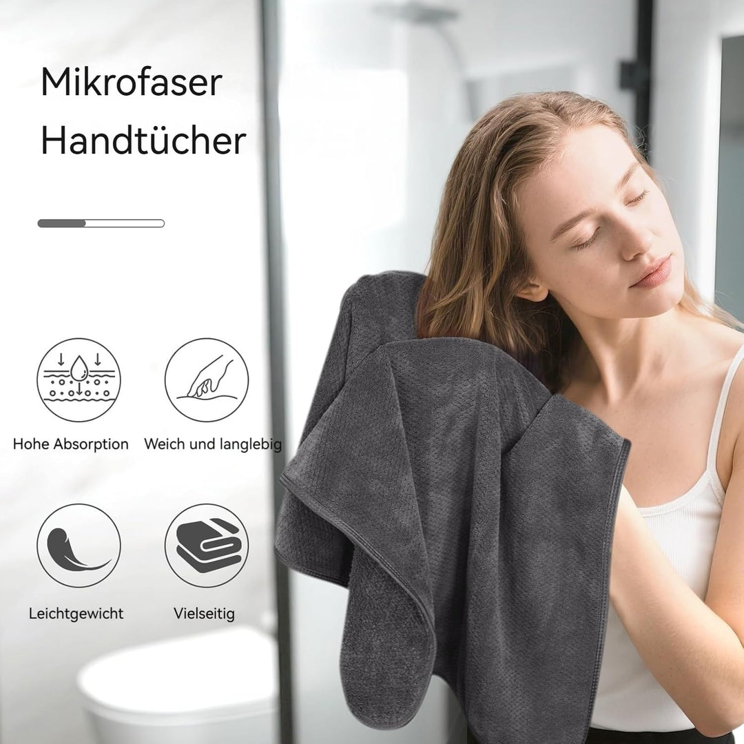 KinHwa 2er Pack Handtuch Haare, Mikrofaser Handtuch Haare, Flauschige Mikrofaser Handtücher, Microfa