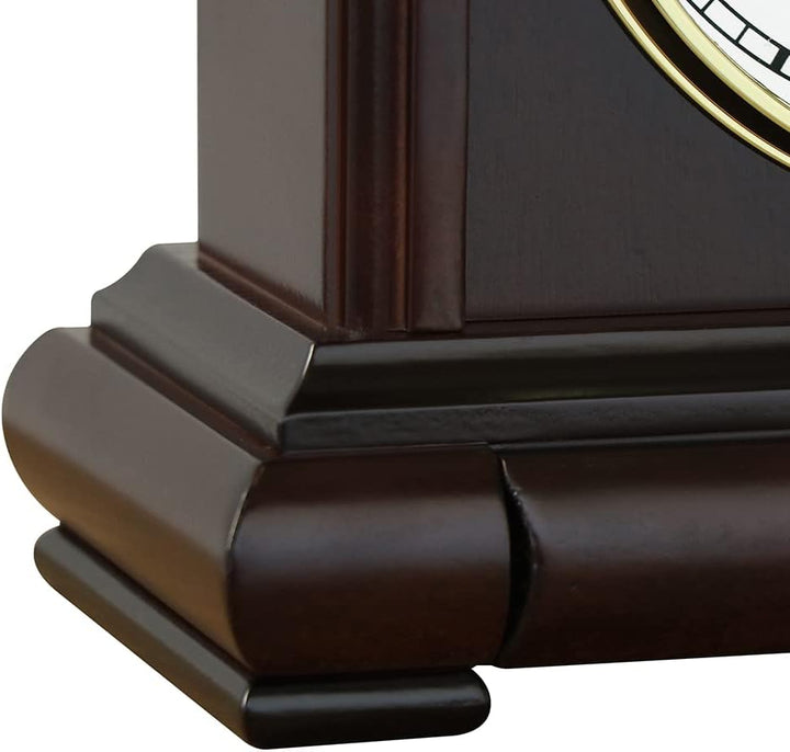 MPM Quality Retro Dark Wood Tischuhr, Dunkelbraun, Traditionelle und Elegante Holztischuhr, Arabisch