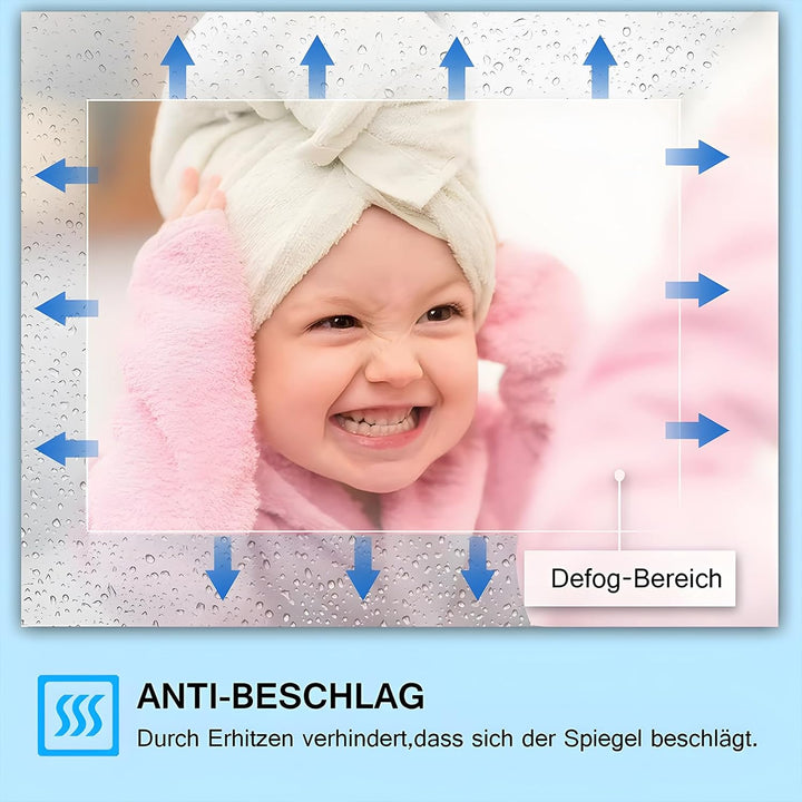 MEESALISA LED Badspiegel 60 x 50 cm mit Beleuchtung Rechteckig Badezimmer Wandspiegel Antibeschlage