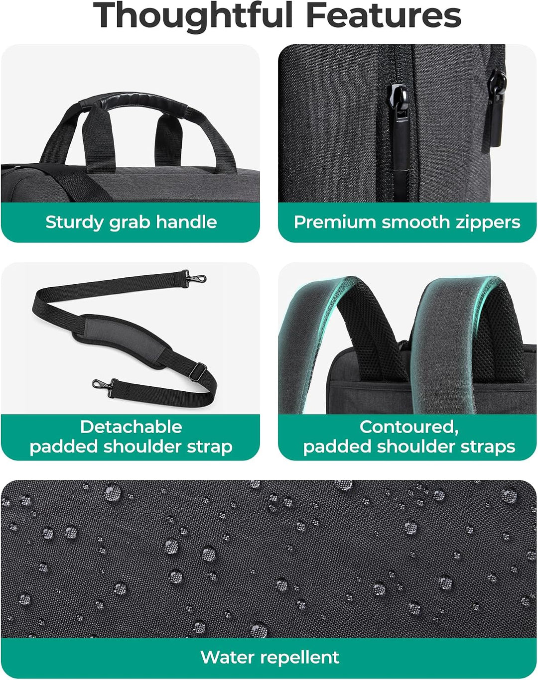 bagsmart 17,3-Zoll-Laptoptasche, Erweiterbare Aktentasche, Computertasche für Herren und Damen, Lapt