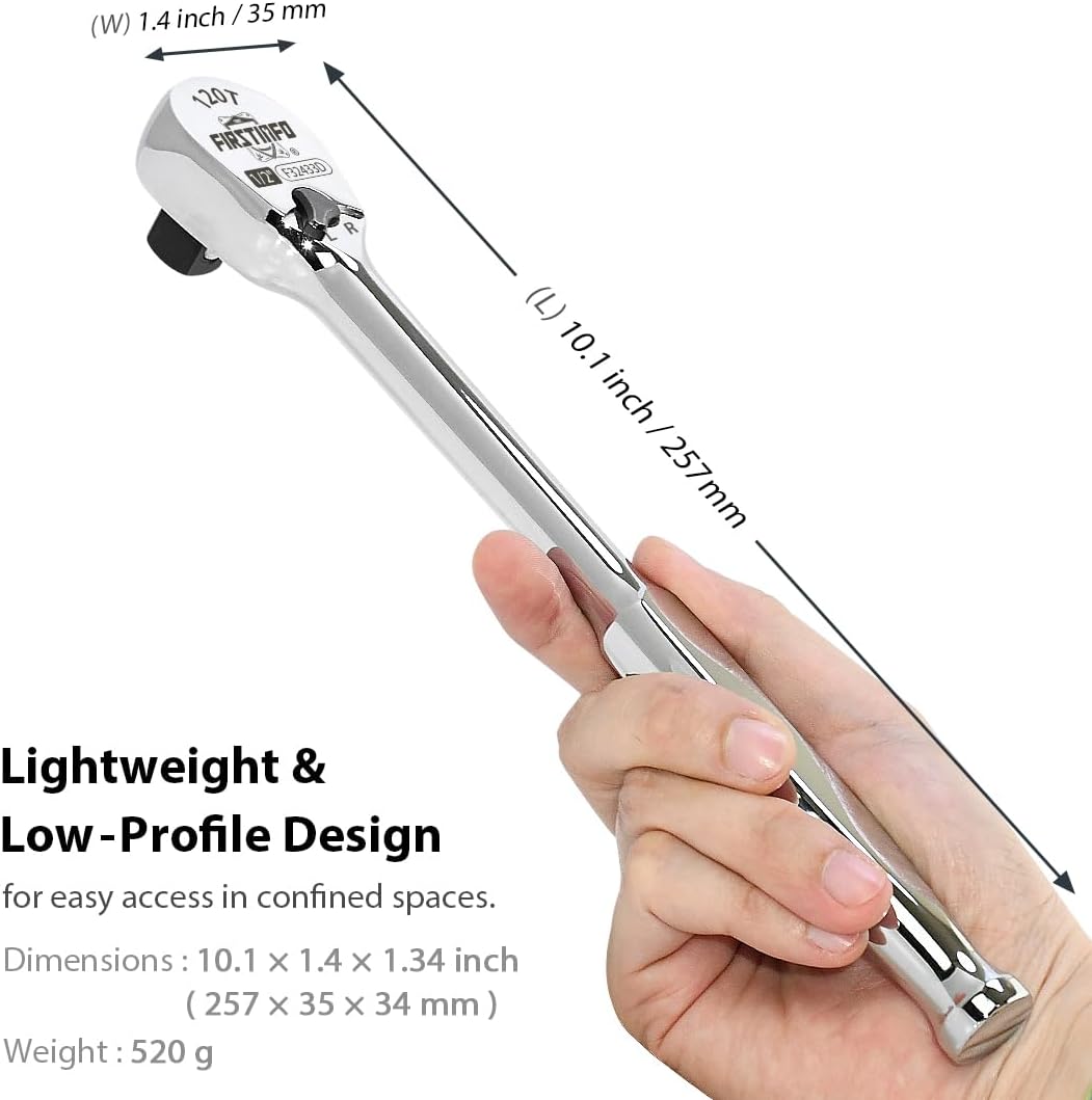 FIRSTINFO F32433D Ratsche 1/2″(12.7 mm) – versiegelter Kopf mit 120 Zähnen | kompakter umkehrbarer K